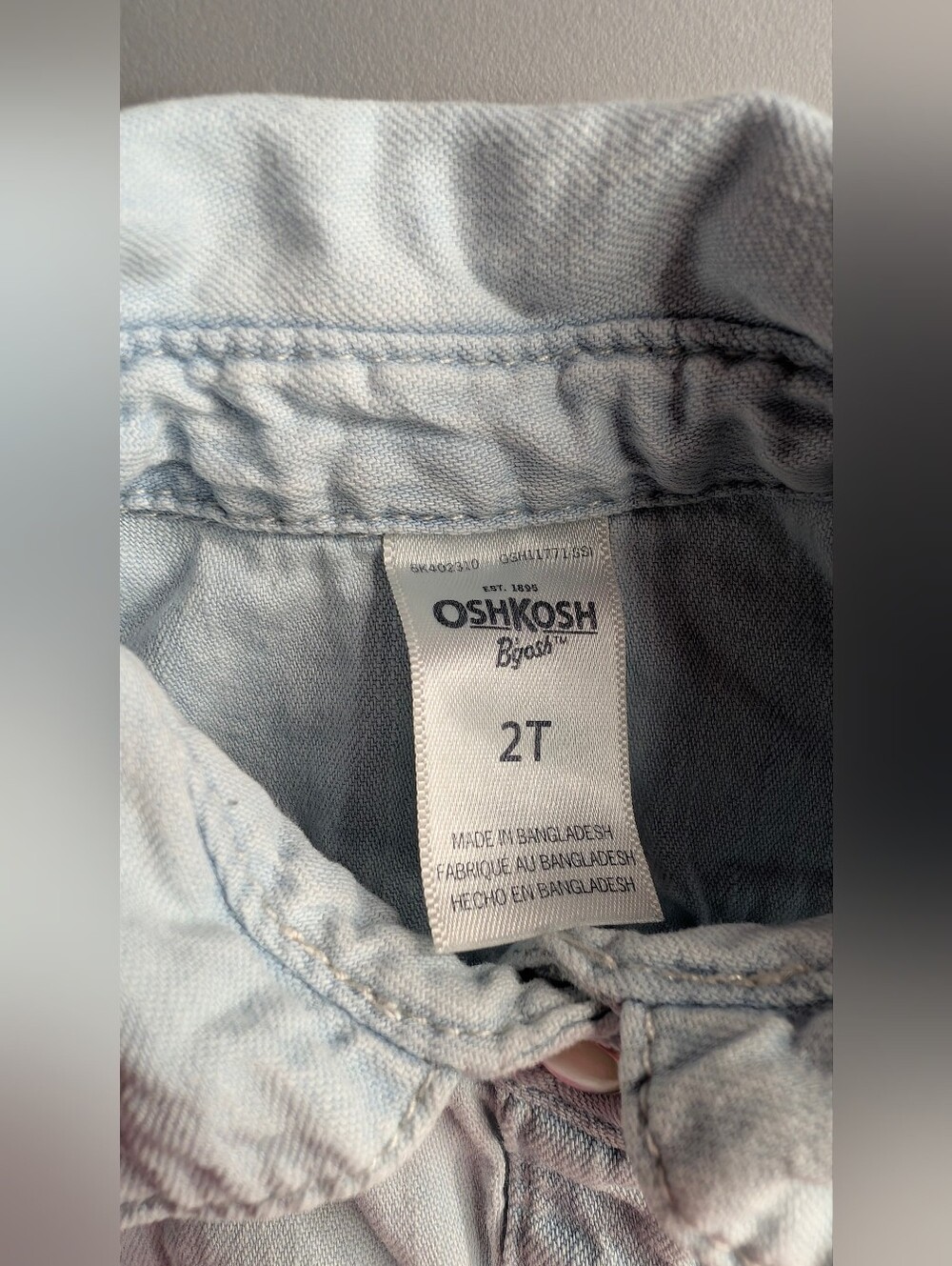 OshKosh B'gosh Light Blue Denim Top with Pink Tulle Skirt Dress. Size 2T - Picture 3 of 10